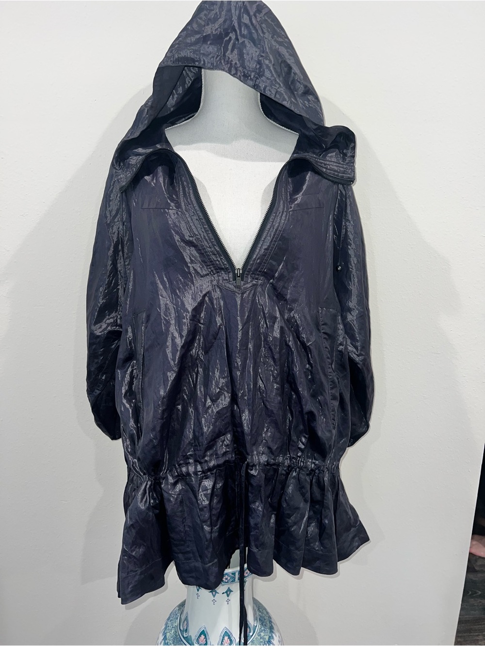 French Connection High-Shine
Metallic Raincoat Anorak Windbreaker